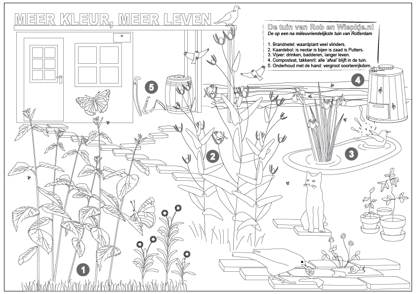 Verborgen tuinen 2015 - kleurplaat Tuin van Rob en Wiepkje